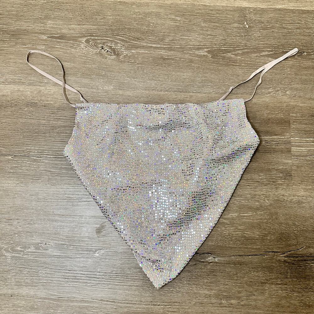 Audrey Hankerchief Tank Top Bedazzled Glitter Rhinestones Size Large Club Sexy